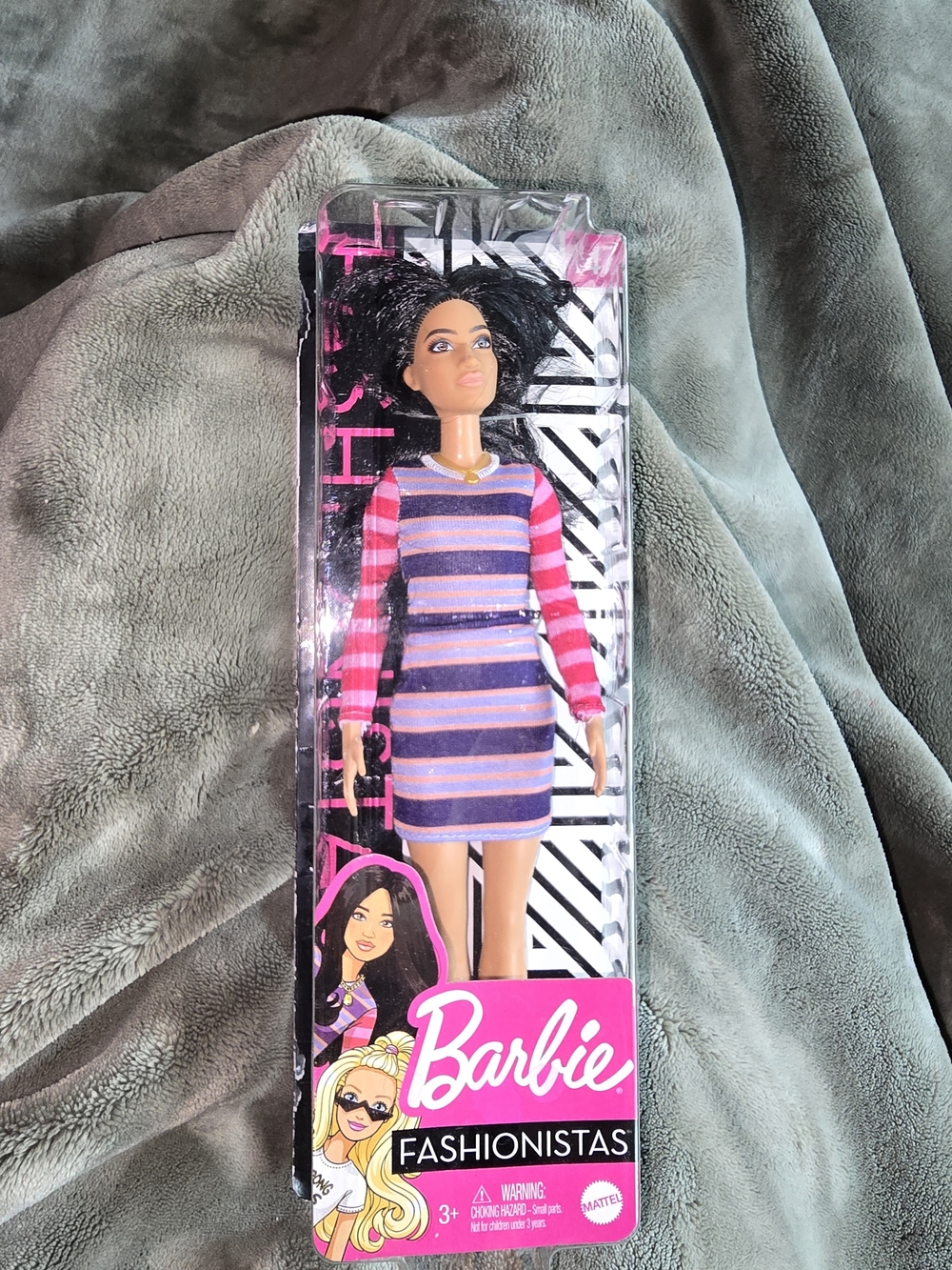 Barbie Fashionistas #147 Purple and Pink Striped Dress Doll